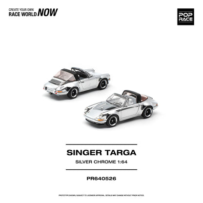 PREORDER POPRACE 1/64 SINGER TARGA - SILVER CHROME PR640526  (Approx. Release Date: Q1 2027 and subject to the manufacturer's final decision)