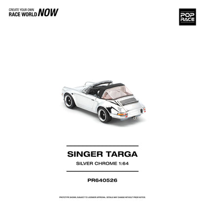 PREORDER POPRACE 1/64 SINGER TARGA - SILVER CHROME PR640526  (Approx. Release Date: Q1 2027 and subject to the manufacturer's final decision)