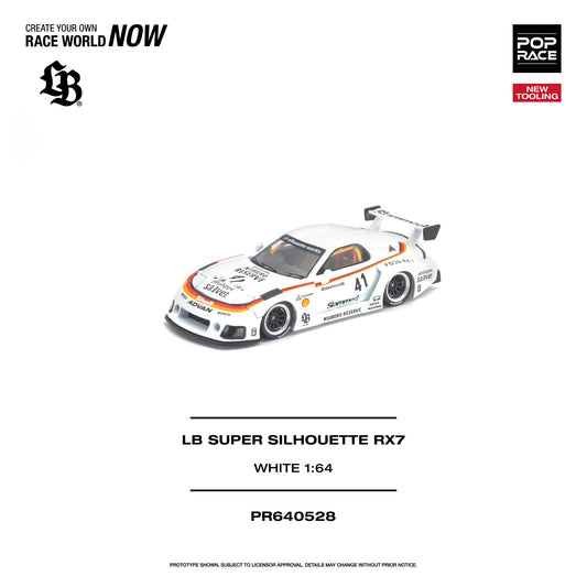 PREORDER POPRACE 1/64 LB SUPER SILHOUETTE RX7 (FD3S) WHITE NEW TOOLING PR640528 (Approx. Release Date: Q4 2026 and subject to the manufacturer's final decision)