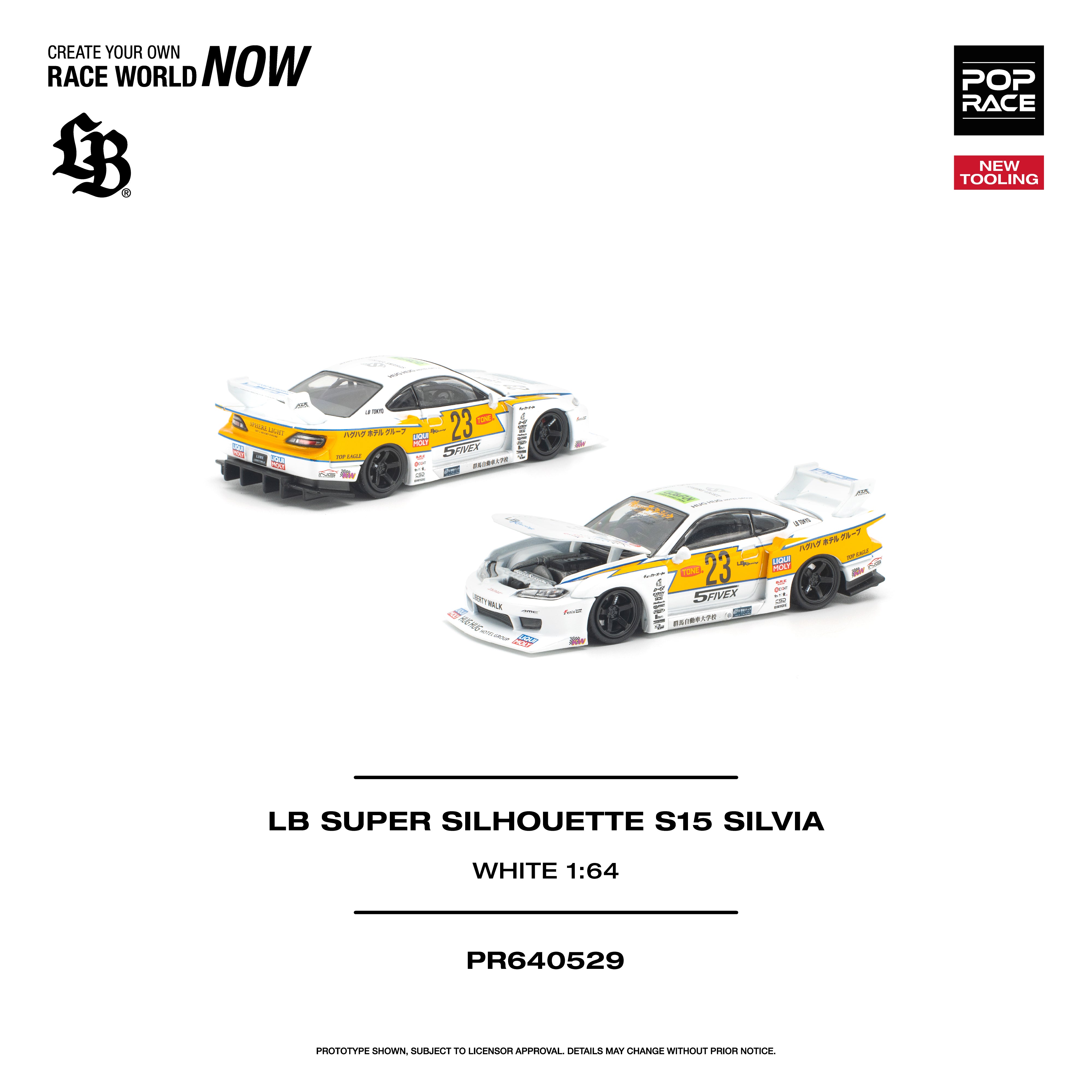 PREORDER POPRACE 1/64 LB SUPER SILHOUETTE S15 SILVIA - WHITE