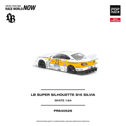 PREORDER POPRACE 1/64 LB SUPER SILHOUETTE S15 SILVIA - WHITE PR640529 (Approx. Release Date: Q4 2026 and subject to the manufacturer's final decision)