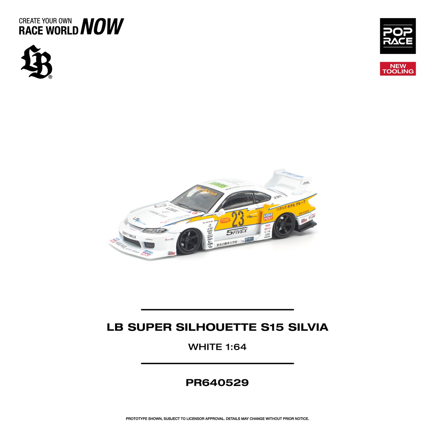 PREORDER POPRACE 1/64 LB SUPER SILHOUETTE S15 SILVIA - WHITE PR640529 (Approx. Release Date: Q4 2026 and subject to the manufacturer's final decision)