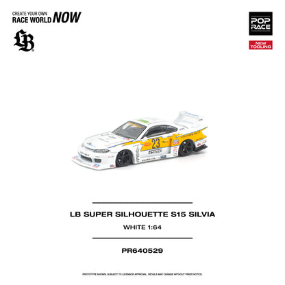 PREORDER POPRACE 1/64 LB SUPER SILHOUETTE S15 SILVIA - WHITE PR640529 (Approx. Release Date: Q4 2026 and subject to the manufacturer's final decision)