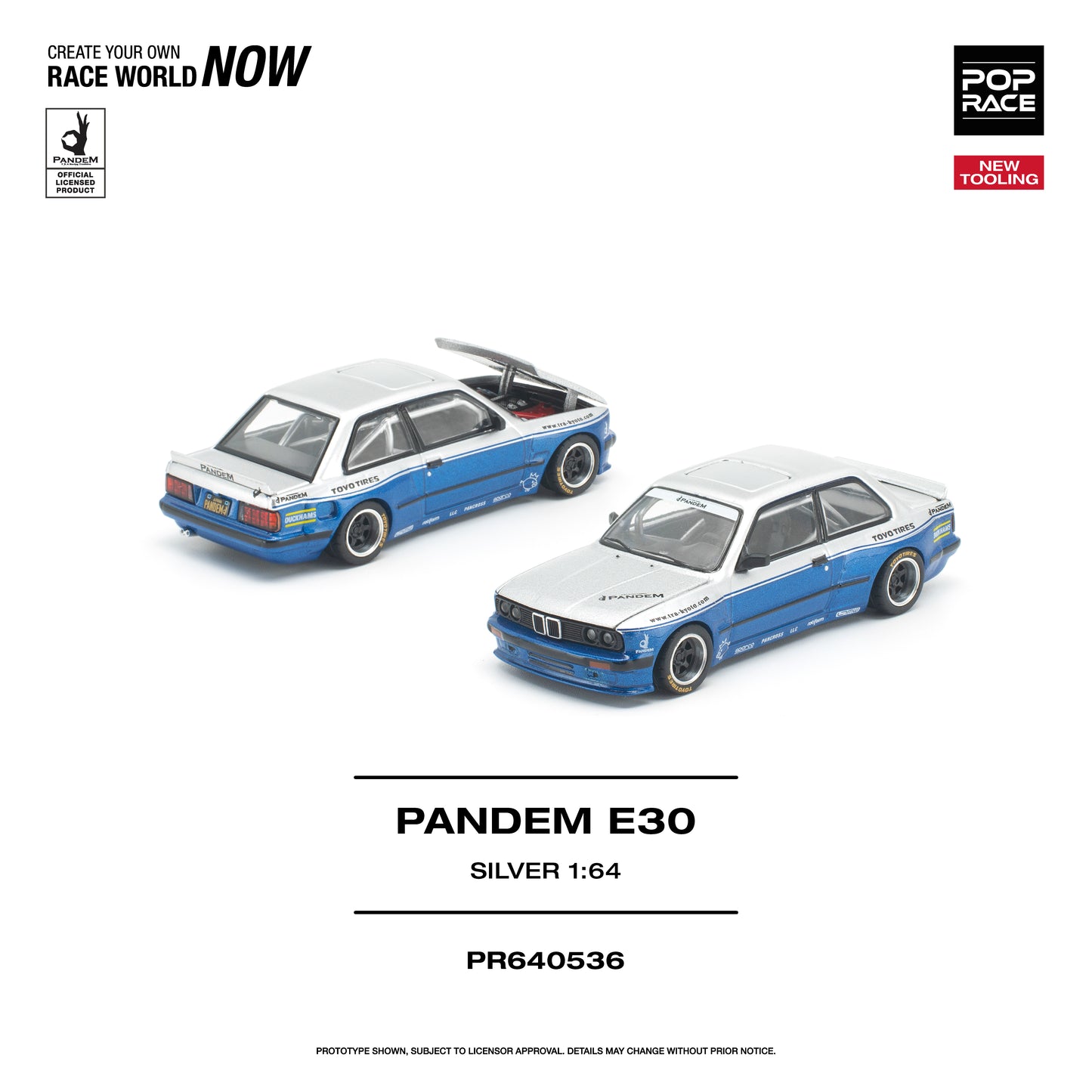 PREORDER POPRACE 1/64 PANDEM E30 SILVER PR640536 (Approx. Release Date: Q4 2026 and subject to the manufacturer's final decision)
