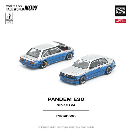 PREORDER POPRACE 1/64 PANDEM E30 SILVER PR640536 (Approx. Release Date: Q4 2026 and subject to the manufacturer's final decision)