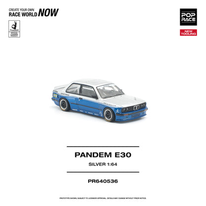 PREORDER POPRACE 1/64 PANDEM E30 SILVER PR640536 (Approx. Release Date: Q4 2026 and subject to the manufacturer's final decision)