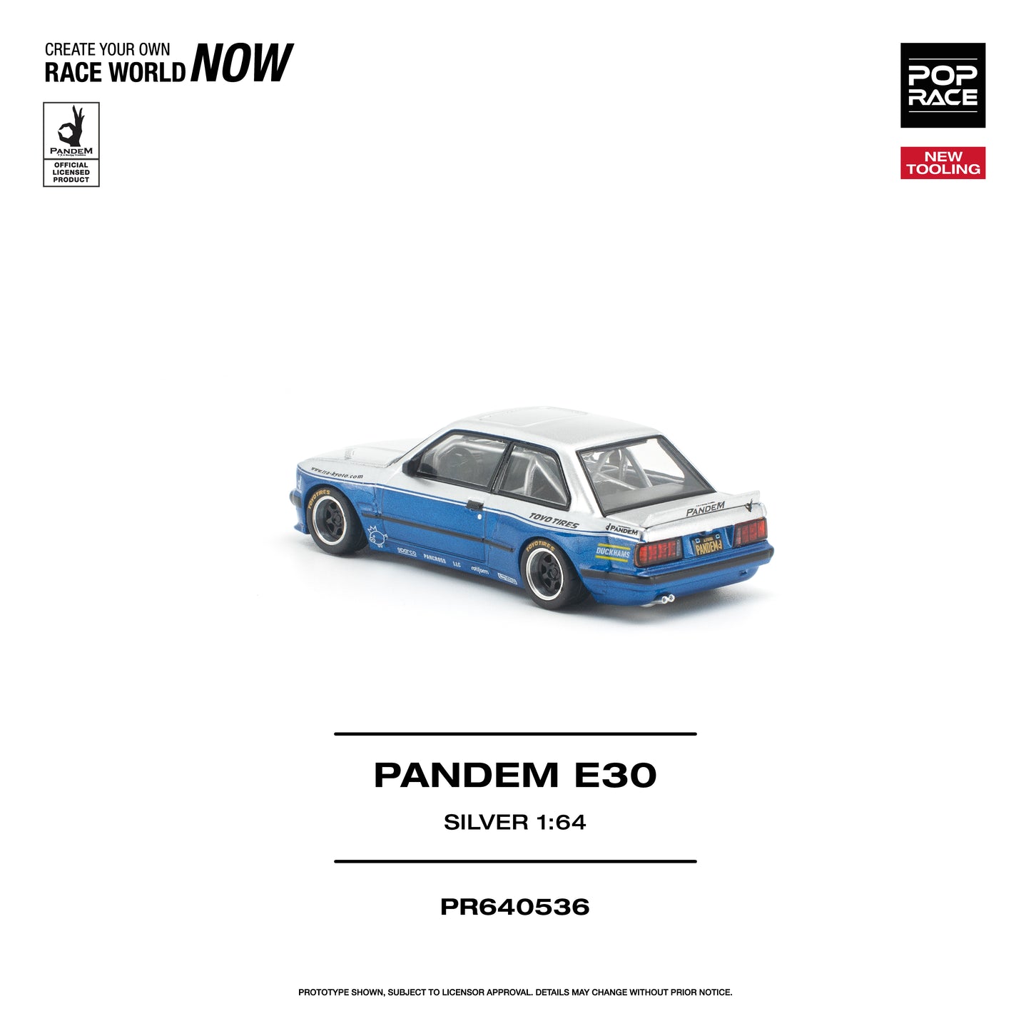 PREORDER POPRACE 1/64 PANDEM E30 SILVER PR640536 (Approx. Release Date: Q4 2026 and subject to the manufacturer's final decision)