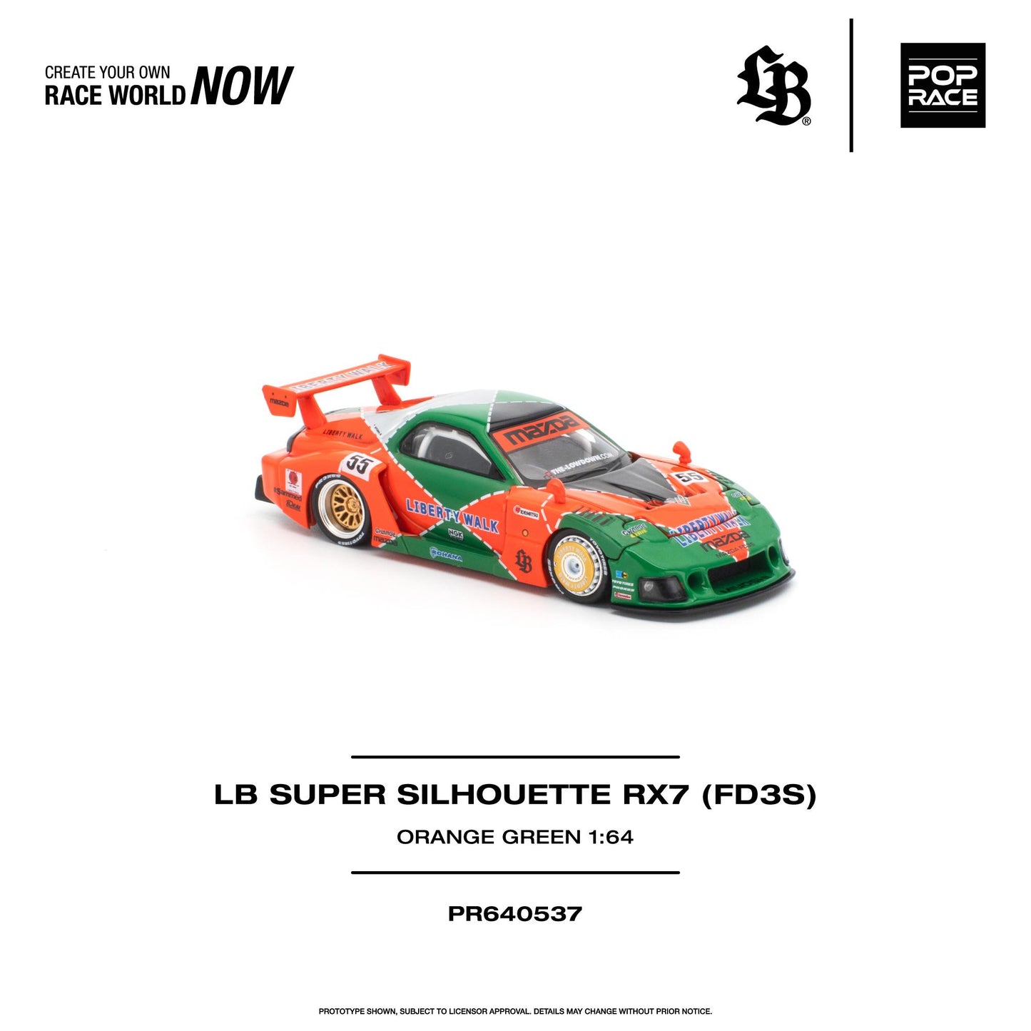 PREORDER POPRACE 1/64 LB SUPER SILHOUETTE RX7 (FD3S) PR640537 (Approx. Release Date: Q1 2027 and subject to the manufacturer's final decision)