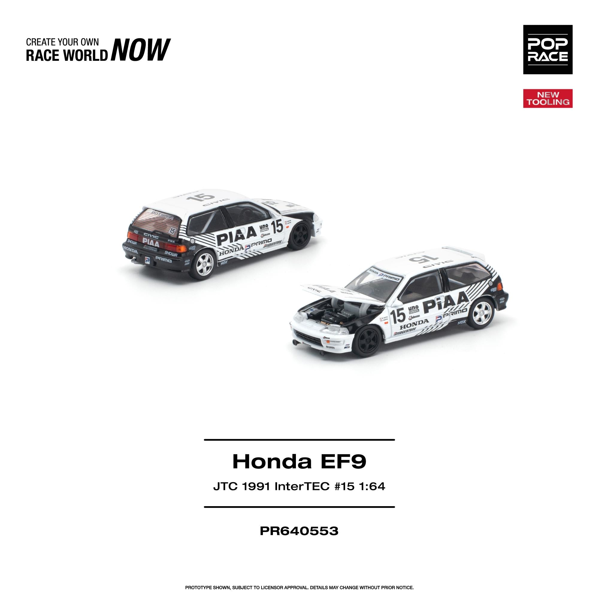 PREORDER POPRACE 1/64 HONDA CIVIC (EF9) #15 JTC 1991 InterTEC NEW