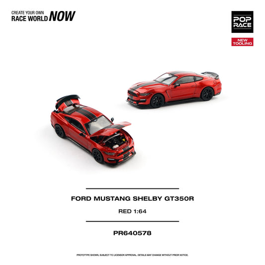 PREORDER POPRACE 1/64 FORD MUSTANG SHELBY GT350R RACE RED PR640578 (Approx. Release Date: Q4 2026 and subject to the manufacturer's final decision)