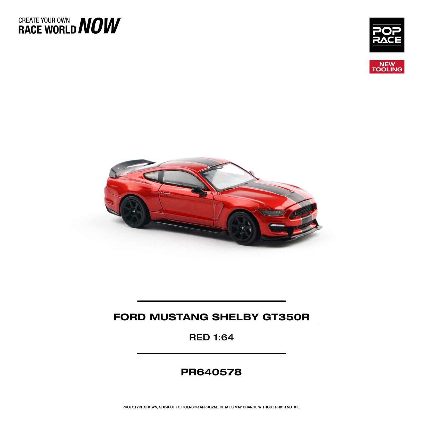 PREORDER POPRACE 1/64 FORD MUSTANG SHELBY GT350R RACE RED PR640578 (Approx. Release Date: Q4 2026 and subject to the manufacturer's final decision)