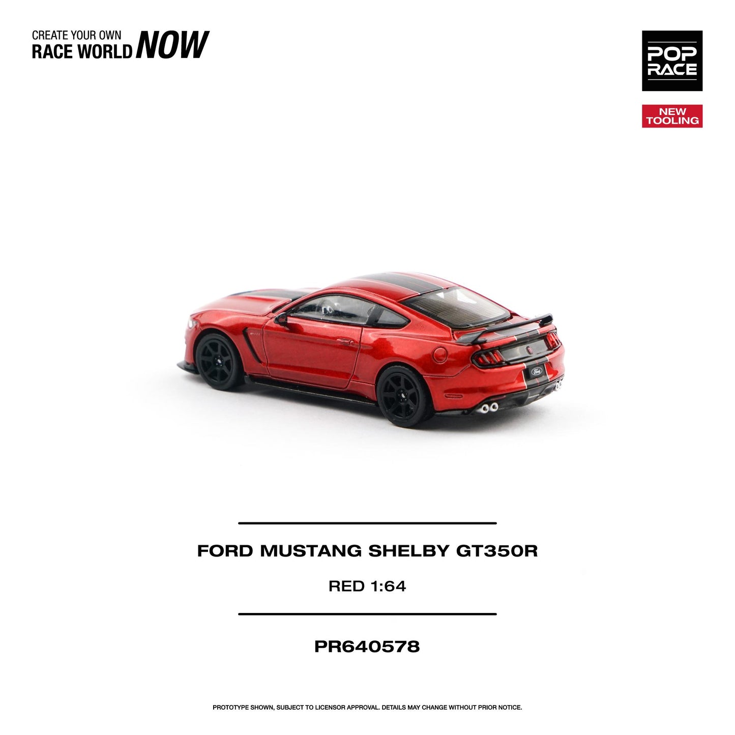 PREORDER POPRACE 1/64 FORD MUSTANG SHELBY GT350R RACE RED PR640578 (Approx. Release Date: Q4 2026 and subject to the manufacturer's final decision)