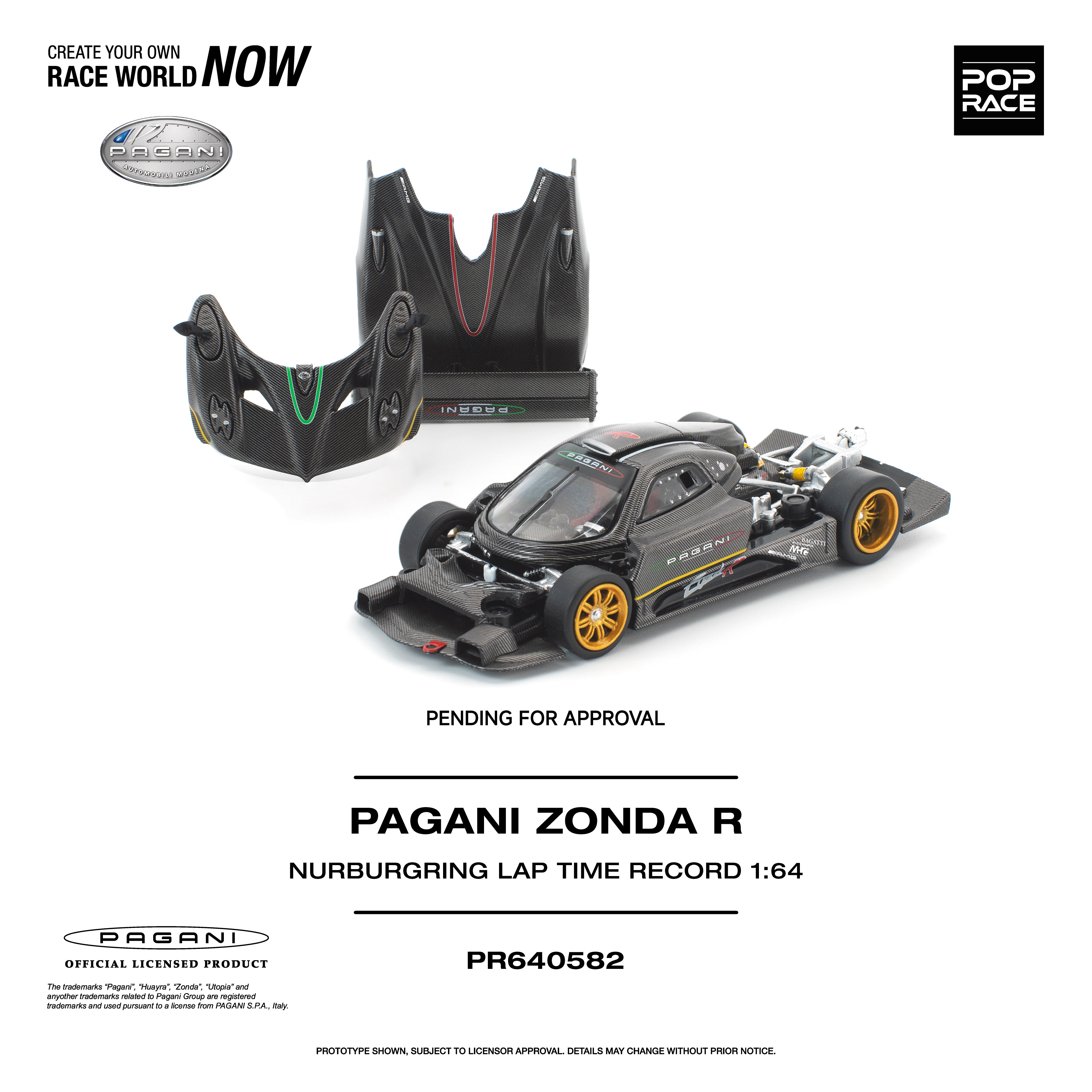 PREORDER POPRACE 1/64 PAGANI ZONDA R NURBURGRING LAP TIME RECORD