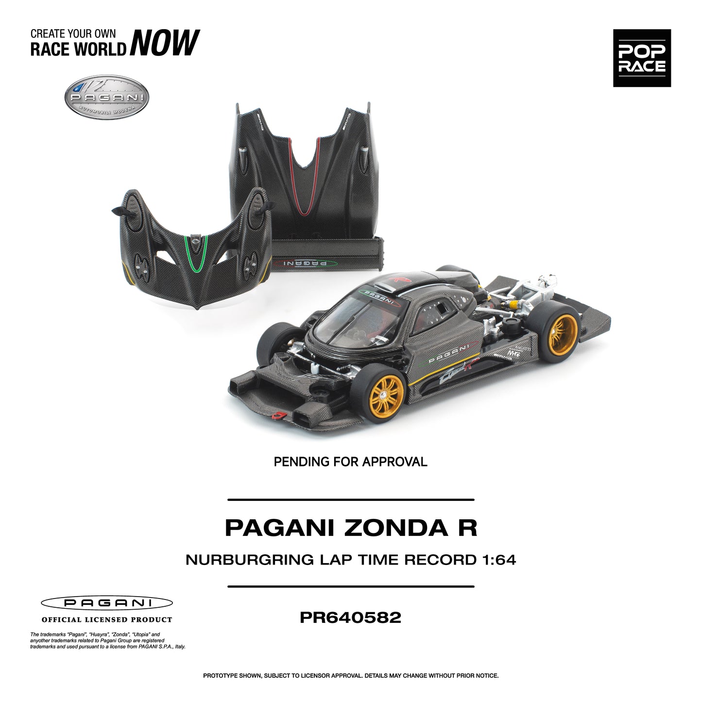 PREORDER POPRACE 1/64 PAGANI ZONDA R NURBURGRING LAP TIME RECORD PR640582 (Approx. Release Date: Q1 2027 and subject to the manufacturer's final decision)