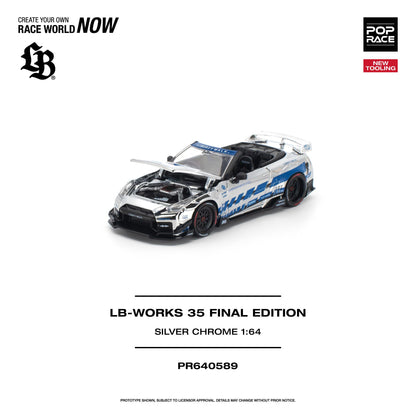 PREORDER POPRACE 1/64 LB-WORKS 35GT-R FINAL EDITION - SILVER CHROME PR640589 (Approx. Release Date: Q1 2027 and subject to the manufacturer's final decision)