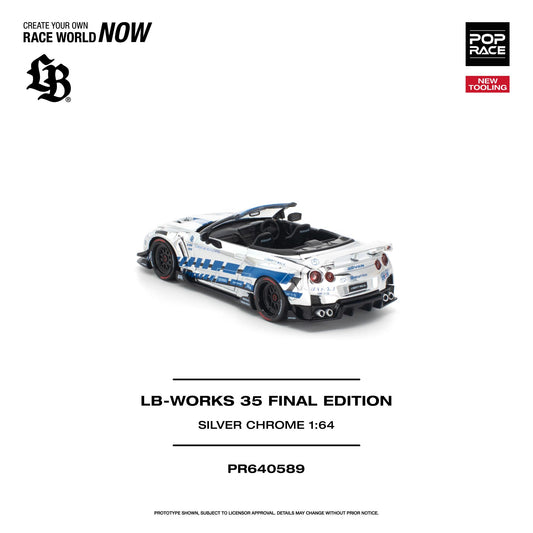 PREORDER POPRACE 1/64 LB-WORKS 35GT-R FINAL EDITION - SILVER CHROME PR640589 (Approx. Release Date: Q1 2027 and subject to the manufacturer's final decision)