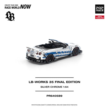 PREORDER POPRACE 1/64 LB-WORKS 35GT-R FINAL EDITION - SILVER CHROME PR640589 (Approx. Release Date: Q1 2027 and subject to the manufacturer's final decision)