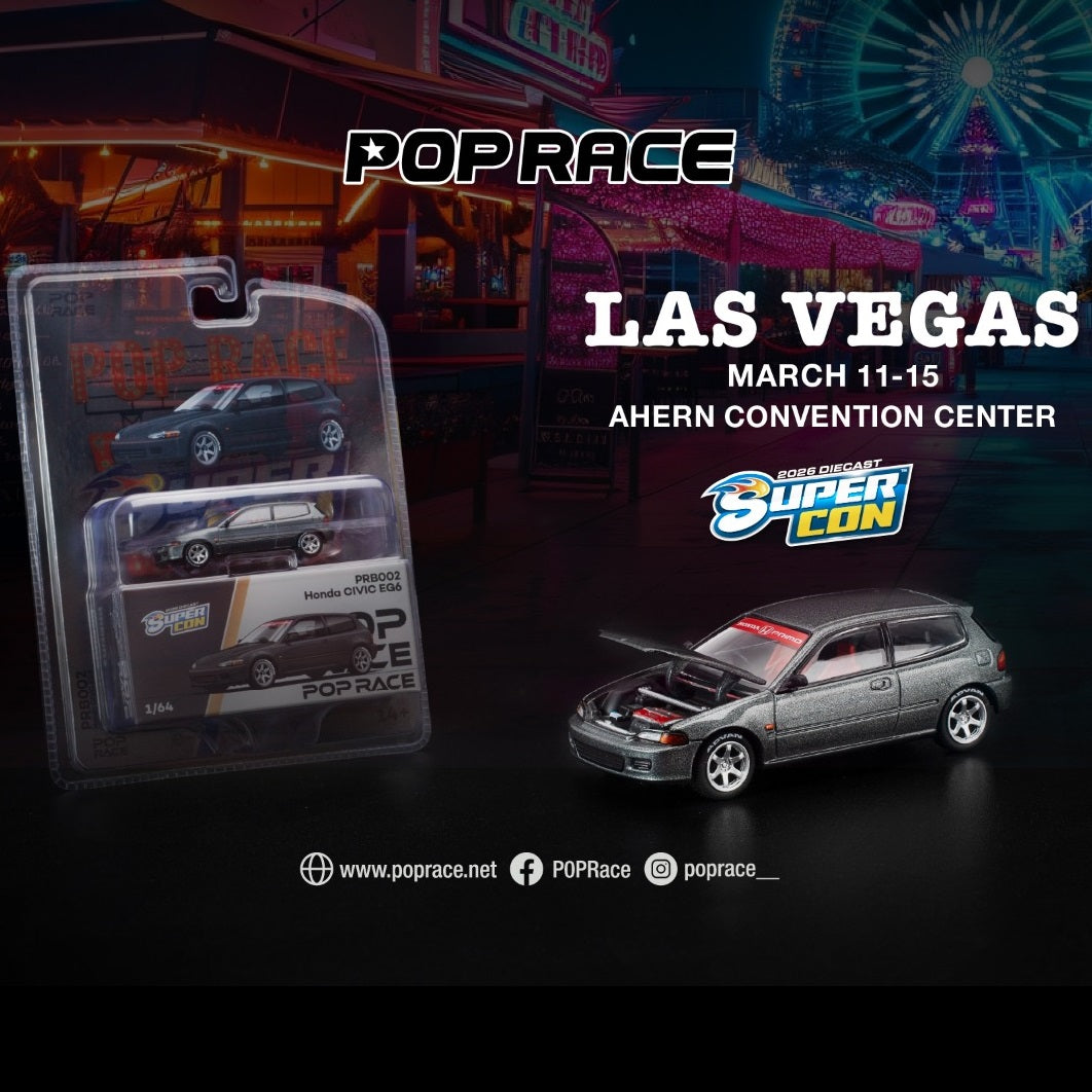 POPRACE 1/64 Honda Civic EG6 Dark Grey - Las Vegas Supercon 2026 Edition PRB002 **Limited to ONE per customer**