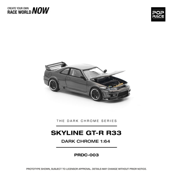 PREORDER POPRACE 1/64 R33 GT-R DARK CHROME PRDC003 (Approx. Release Date: Q1 2026 and subject to the manufacturer's final decision)