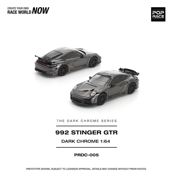 PREORDER POPRACE 1/64 992 STINGER GTR DARK CHROME PRDC005 (Approx. Release Date: Q1 2026 and subject to the manufacturer's final decision)