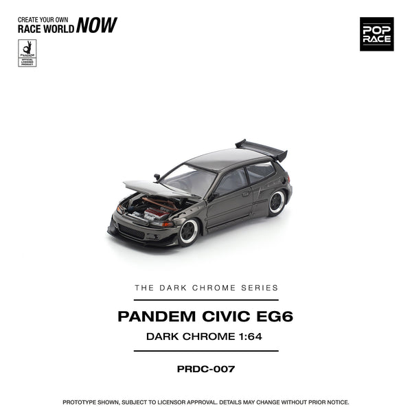 PREORDER POPRACE 1/64 PANDEM CIVIC EG6 DARK CHROME PRDC007 (Approx. Release Date: Q1 2026 and subject to the manufacturer's final decision)