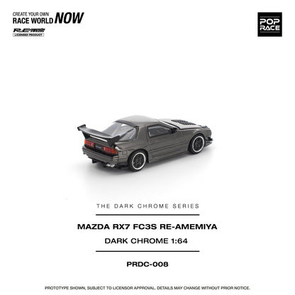 PREORDER POPRACE 1/64 MAZDA RX7 (FC3S) RE-AMEMIYA DARK CHROME PRDC008 (Approx. Release Date: Q1 2026 and subject to the manufacturer's final decision)