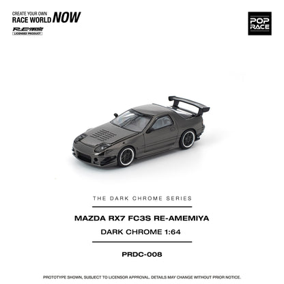 PREORDER POPRACE 1/64 MAZDA RX7 (FC3S) RE-AMEMIYA DARK CHROME PRDC008 (Approx. Release Date: Q1 2026 and subject to the manufacturer's final decision)