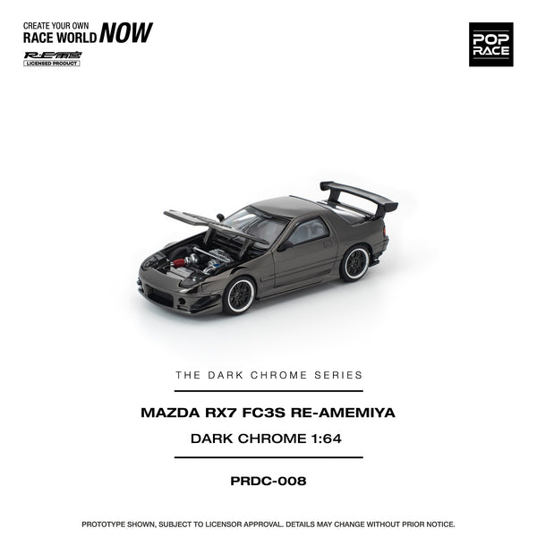PREORDER POPRACE 1/64 MAZDA RX7 (FC3S) RE-AMEMIYA DARK CHROME PRDC008 (Approx. Release Date: Q1 2026 and subject to the manufacturer's final decision)