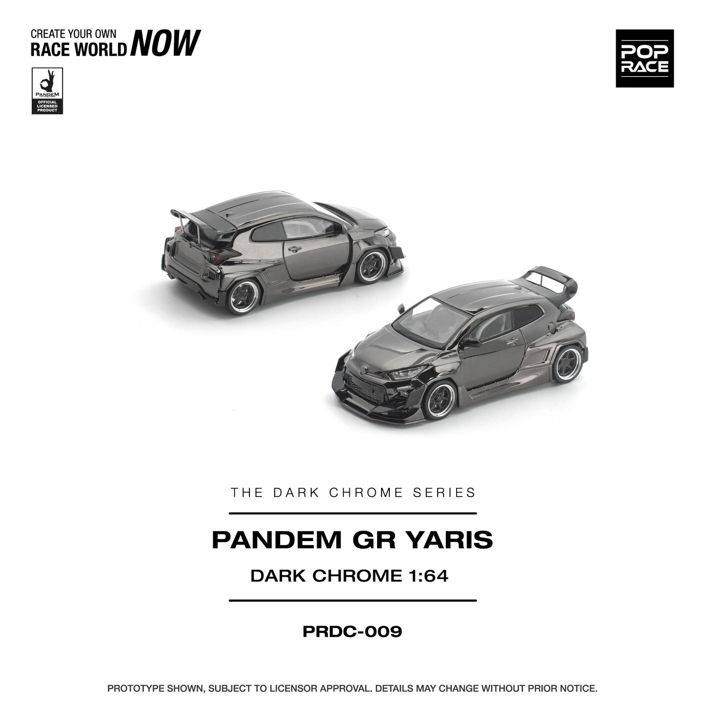 PREORDER POPRACE 1/64 PANDEM GR YARIS DARK CHROME PRDC009 (Approx. Release Date: Q1 2026 and subject to the manufacturer's final decision)
