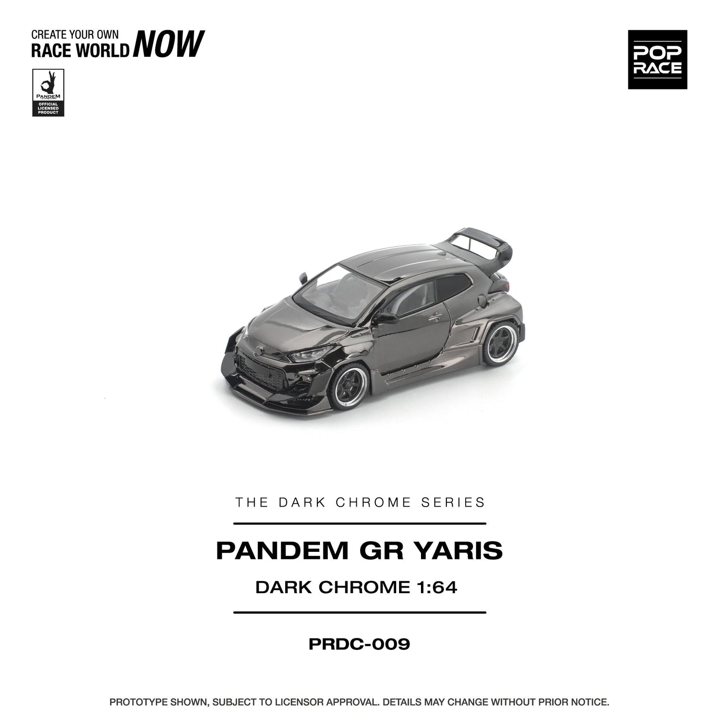PREORDER POPRACE 1/64 PANDEM GR YARIS DARK CHROME PRDC009 (Approx. Release Date: Q1 2026 and subject to the manufacturer's final decision)