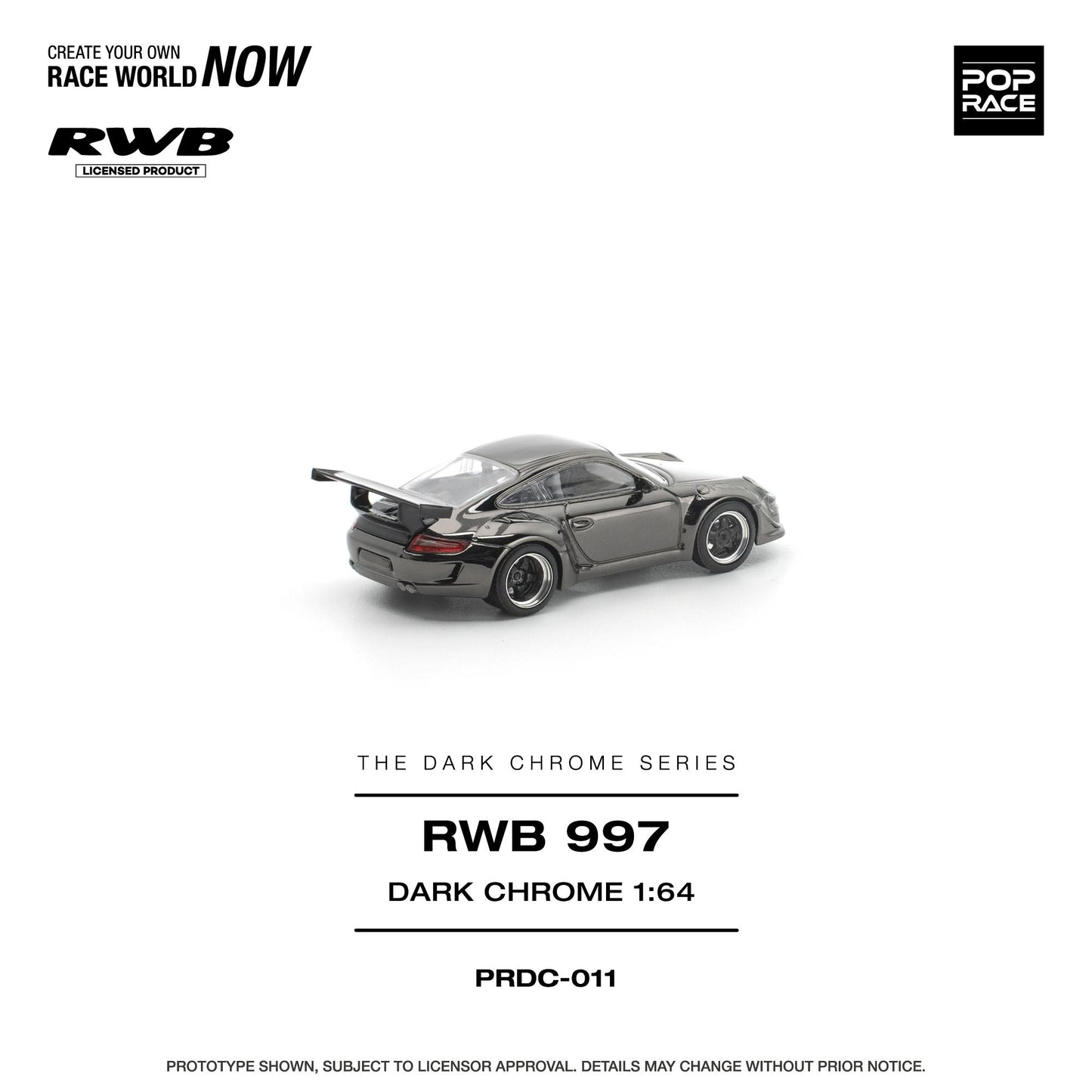 PREORDER POPRACE 1/64 PANDEM RWB 997 DARK CHROME PRDC011 (Approx. Release Date: Q1 2026 and subject to the manufacturer's final decision)