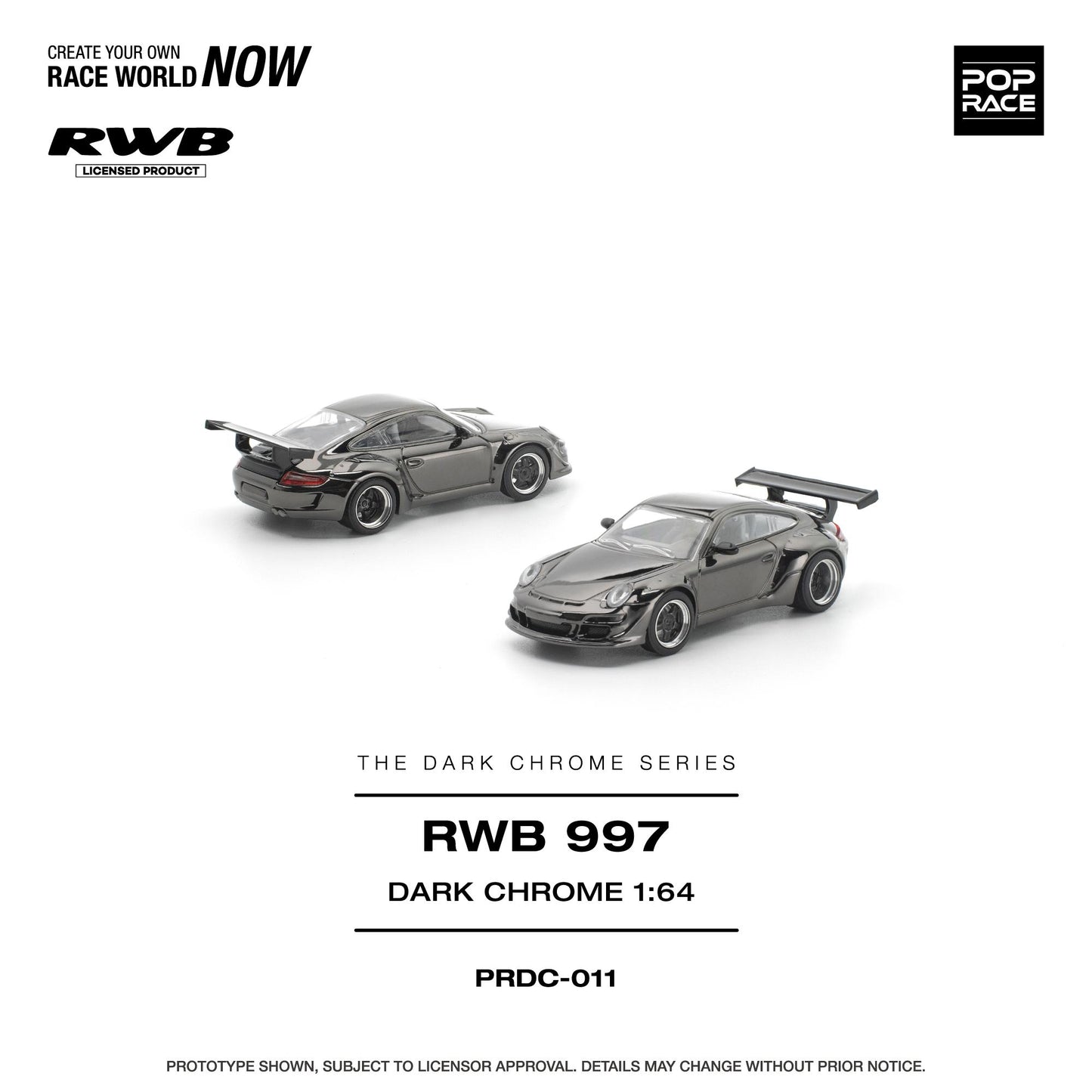 PREORDER POPRACE 1/64 PANDEM RWB 997 DARK CHROME PRDC011 (Approx. Release Date: Q1 2026 and subject to the manufacturer's final decision)