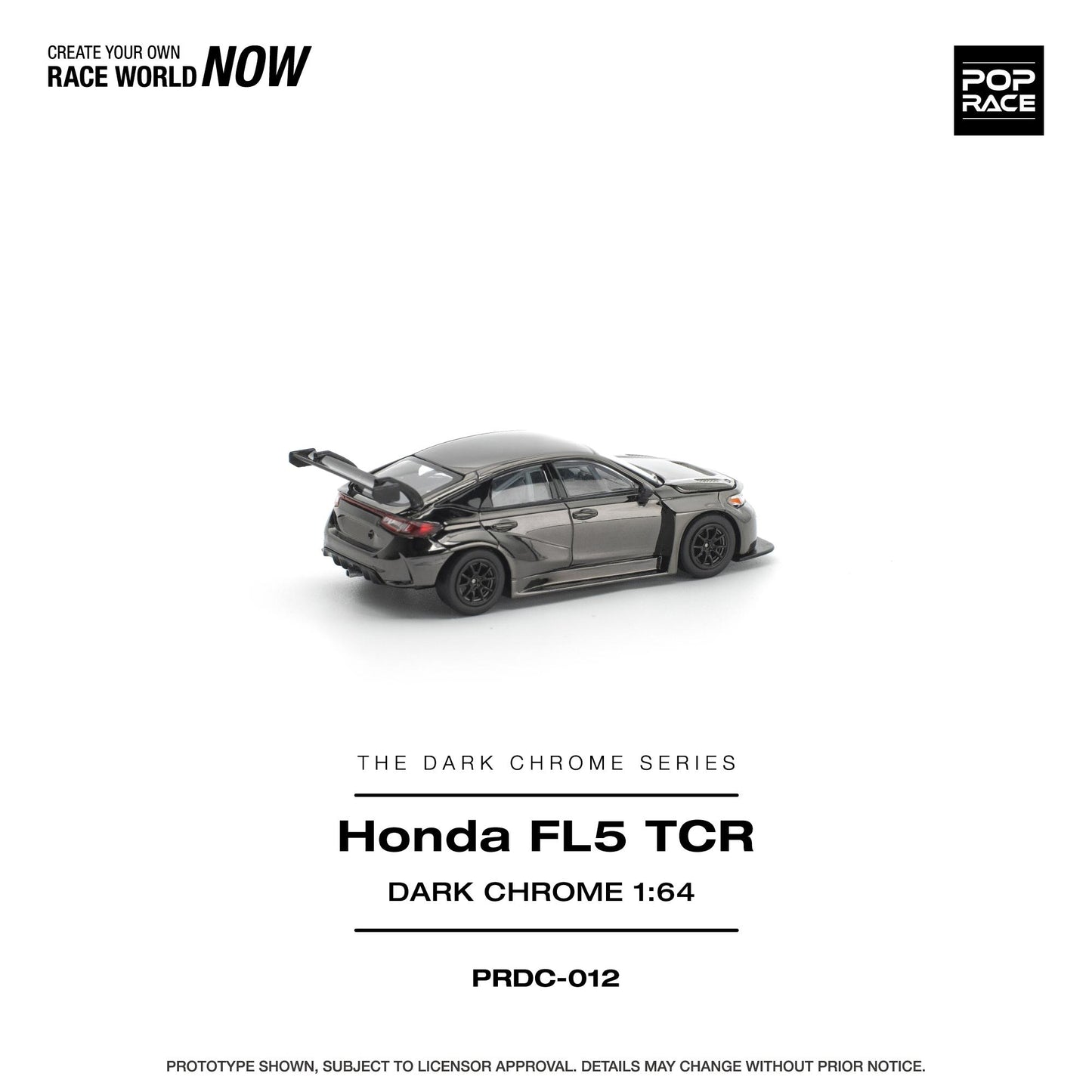 PREORDER POPRACE 1/64 HONDA CIVIC FL5 TCR DARK CHROME PRDC012 (Approx. Release Date: Q1 2026 and subject to the manufacturer's final decision)