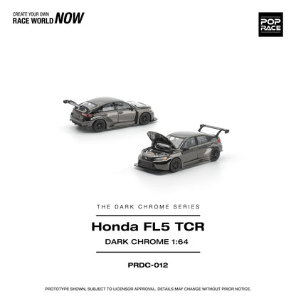PREORDER POPRACE 1/64 HONDA CIVIC FL5 TCR DARK CHROME PRDC012 (Approx. Release Date: Q1 2026 and subject to the manufacturer's final decision)