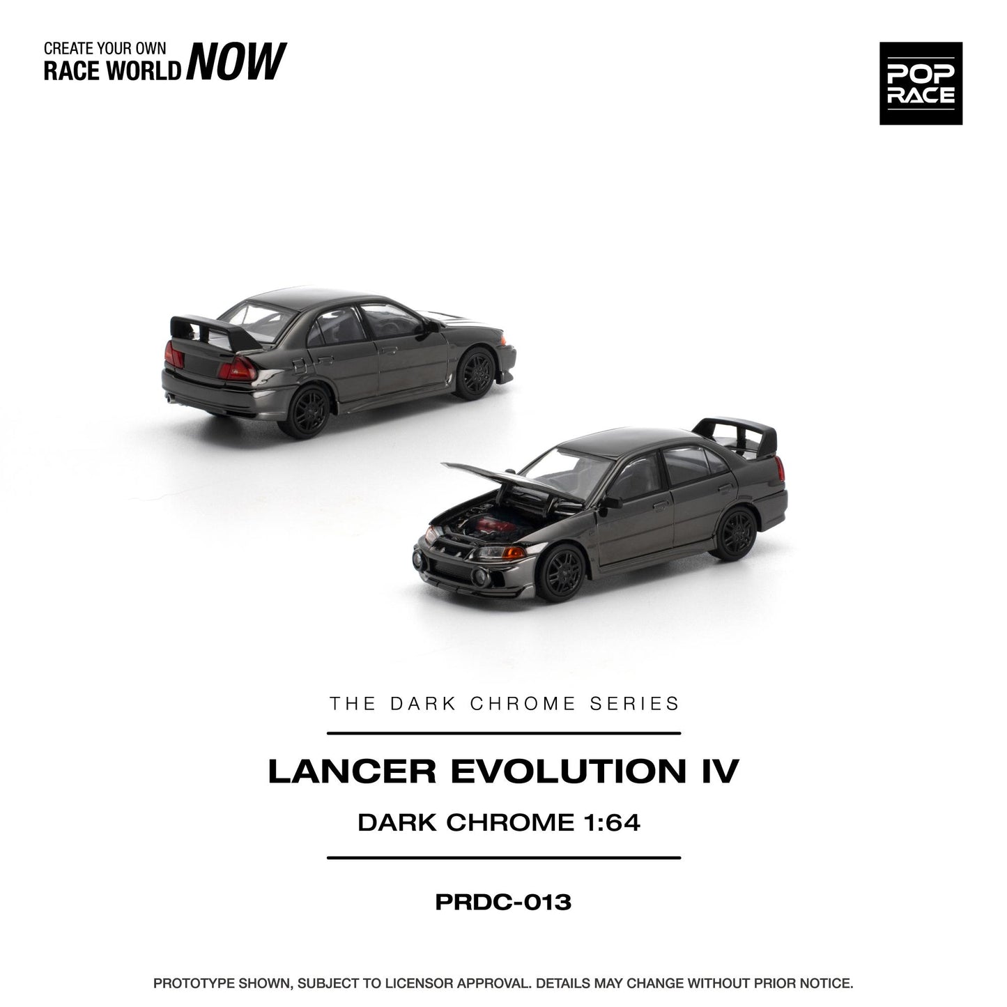 PREORDER POPRACE 1/64 LANCER EVOLUTION IV - DARK CHROME PRDC013 (Approx. Release Date: Q1 2027 and subject to the manufacturer's final decision)