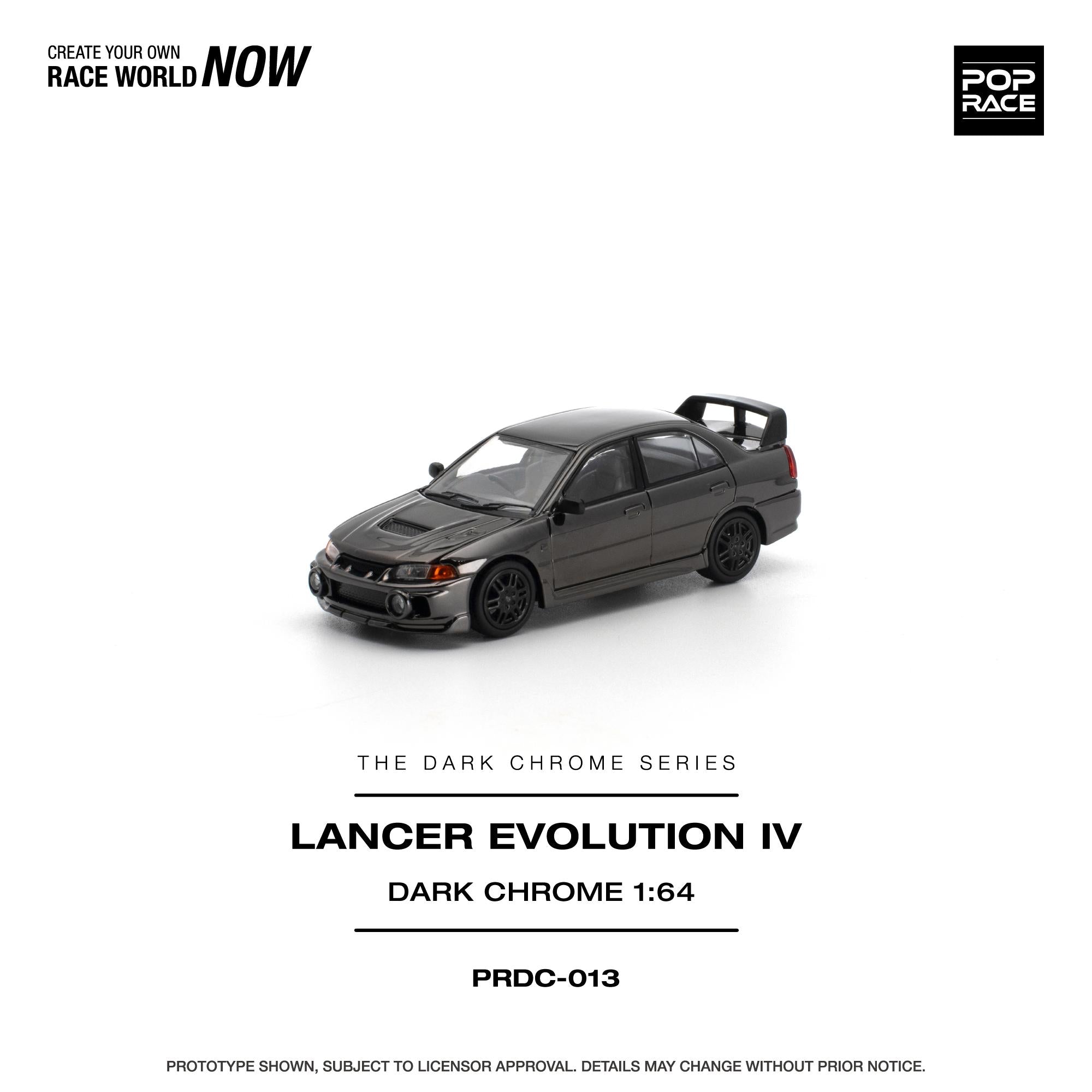 PREORDER POPRACE 1/64 LANCER EVOLUTION IV - DARK CHROME PRDC013