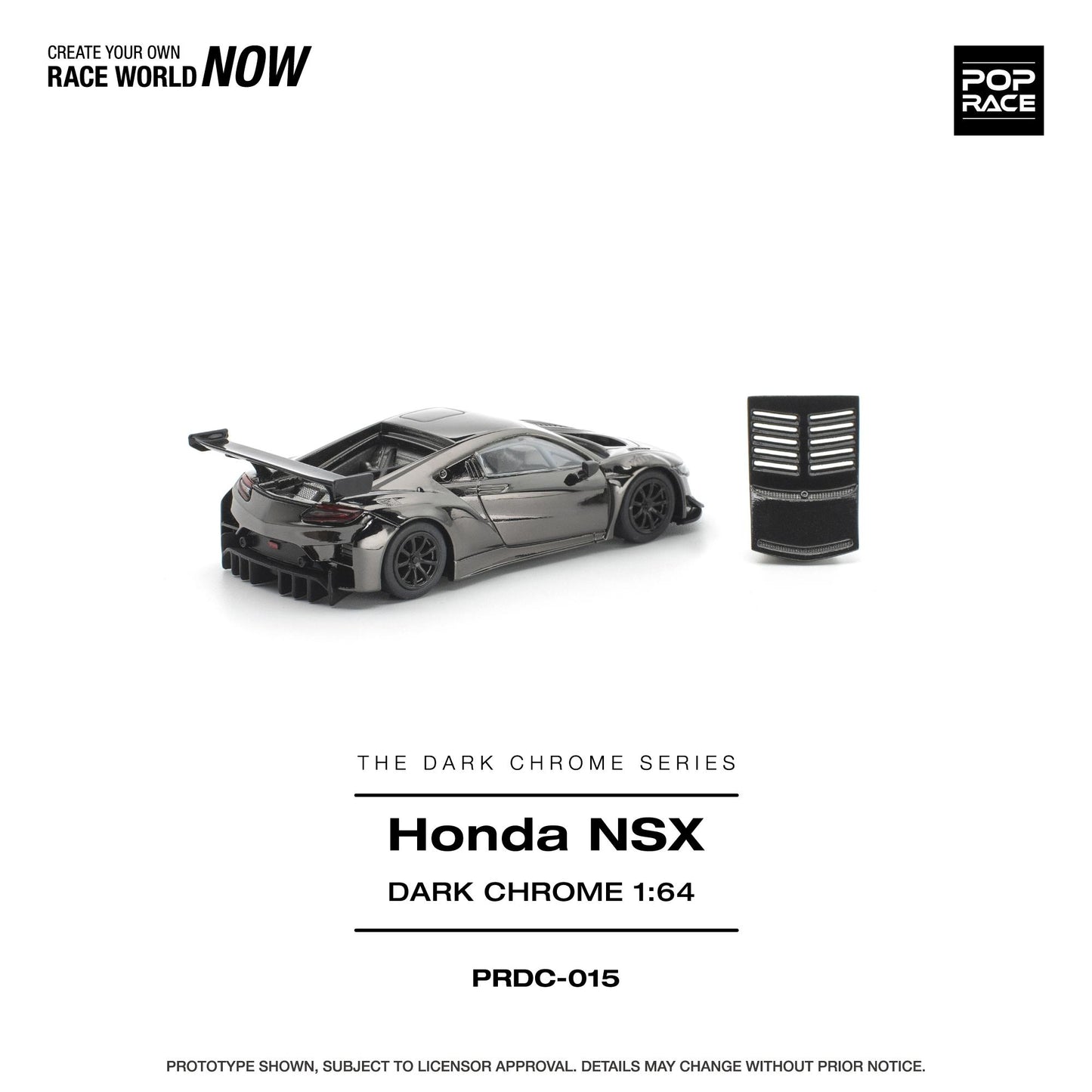 PREORDER POPRACE 1/64 POPRACE 1/64 HONDA NSX GT3 EV022 - DARK CHROME PRDC015 (Approx. Release Date: Q1 2027 and subject to the manufacturer's final decision)
