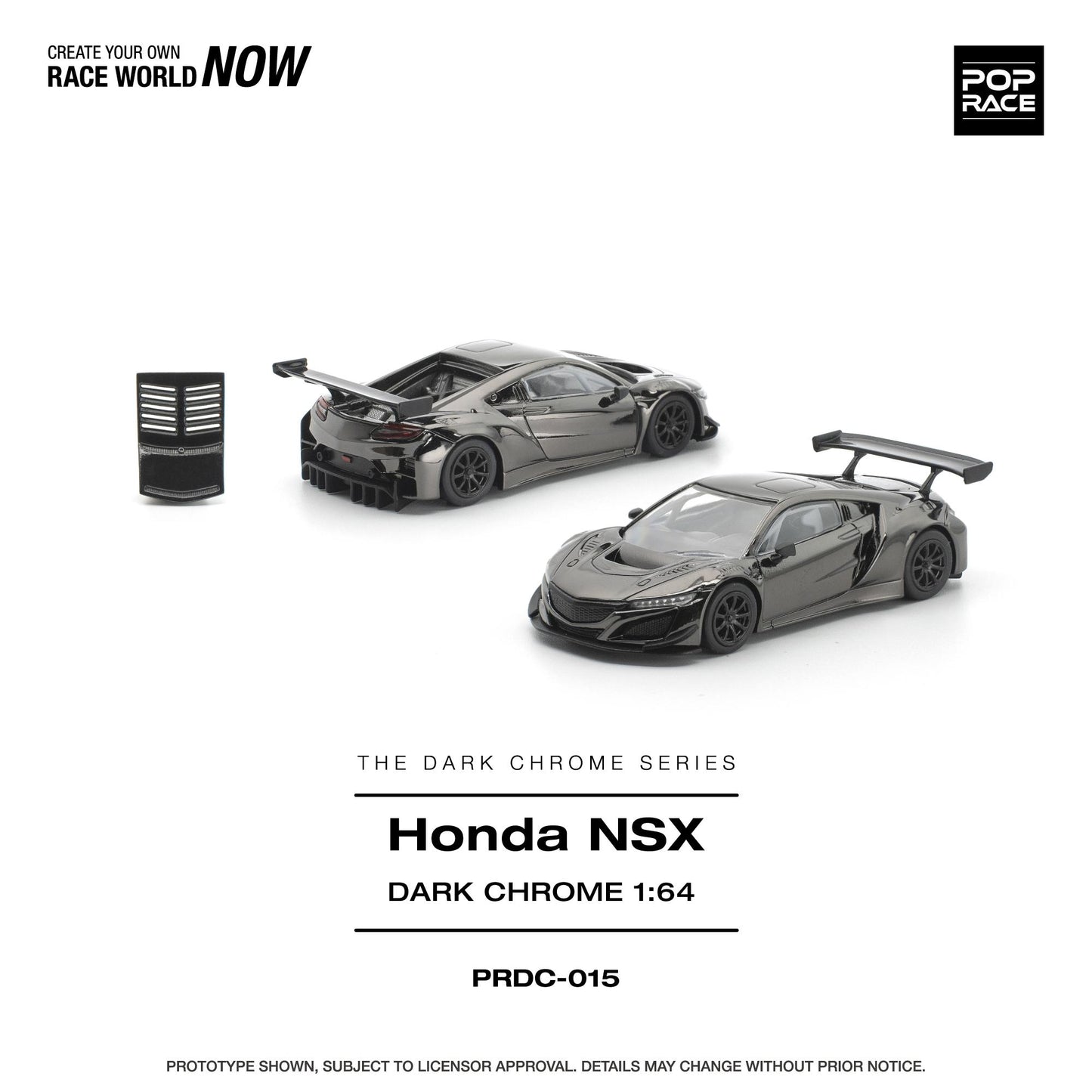 PREORDER POPRACE 1/64 POPRACE 1/64 HONDA NSX GT3 EV022 - DARK CHROME PRDC015 (Approx. Release Date: Q1 2027 and subject to the manufacturer's final decision)