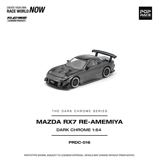 PREORDER POPRACE 1/64 MAZDA RX-7 RE-AMEMIYA - DARK CHROME PRDC016 (Approx. Release Date: Q1 2027 and subject to the manufacturer's final decision)
