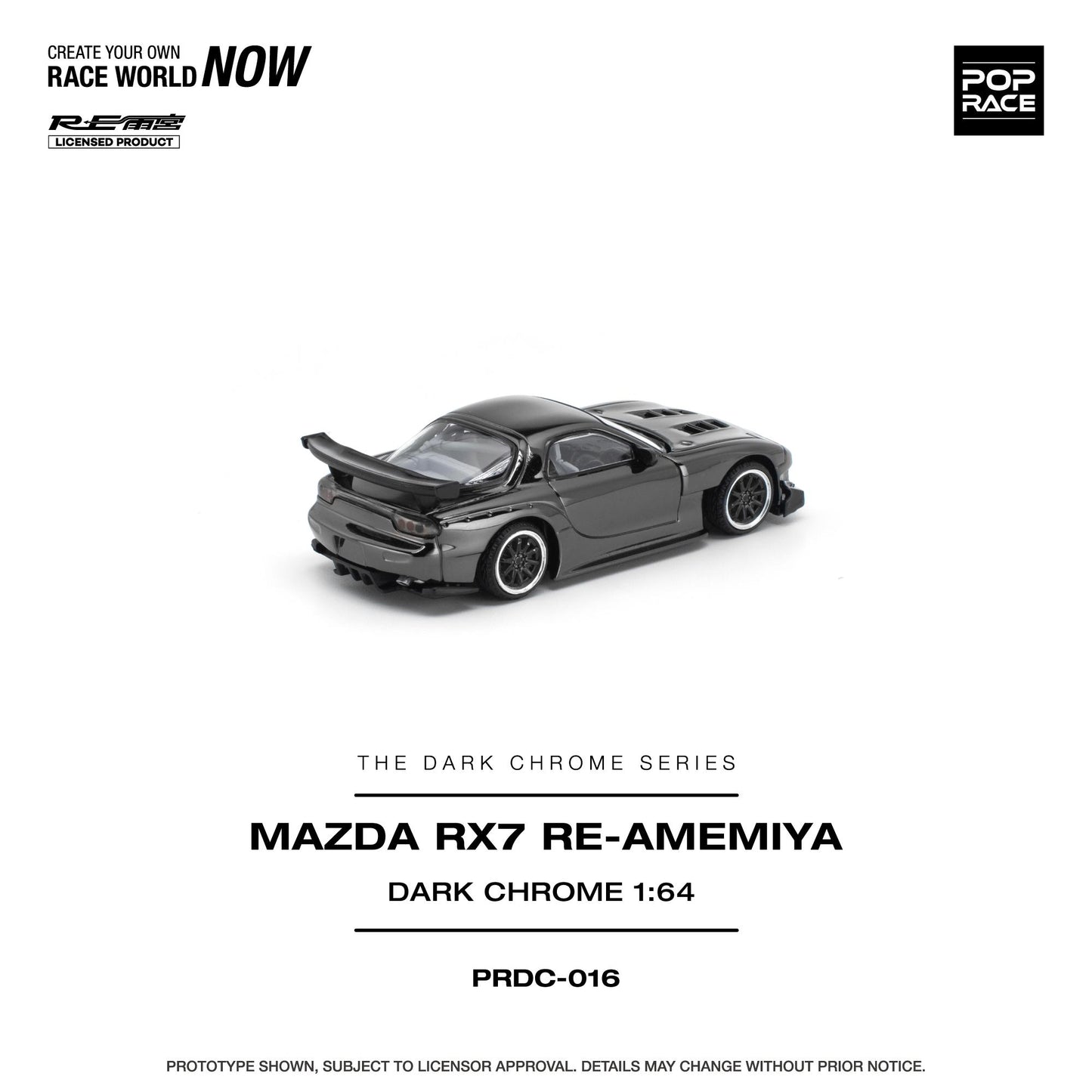 PREORDER POPRACE 1/64 MAZDA RX-7 RE-AMEMIYA - DARK CHROME PRDC016 (Approx. Release Date: Q1 2027 and subject to the manufacturer's final decision)