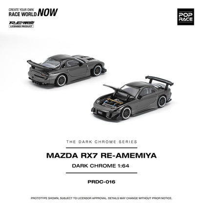 PREORDER POPRACE 1/64 MAZDA RX-7 RE-AMEMIYA - DARK CHROME PRDC016 (Approx. Release Date: Q1 2027 and subject to the manufacturer's final decision)