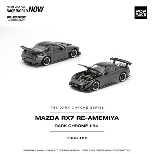 PREORDER POPRACE 1/64 MAZDA RX-7 RE-AMEMIYA - DARK CHROME PRDC016 (Approx. Release Date: Q1 2027 and subject to the manufacturer's final decision)