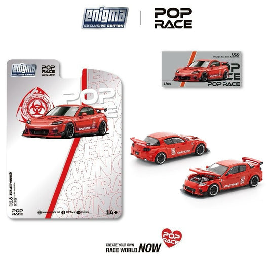 PREORDER POPRACE 1/64 MAZDA RX-8 RE-AMEMIYA RED  (enigma exclusive edition) PRE016 (Approx. Release Date: Q4 2025 and subject to the manufacturer's final decision)