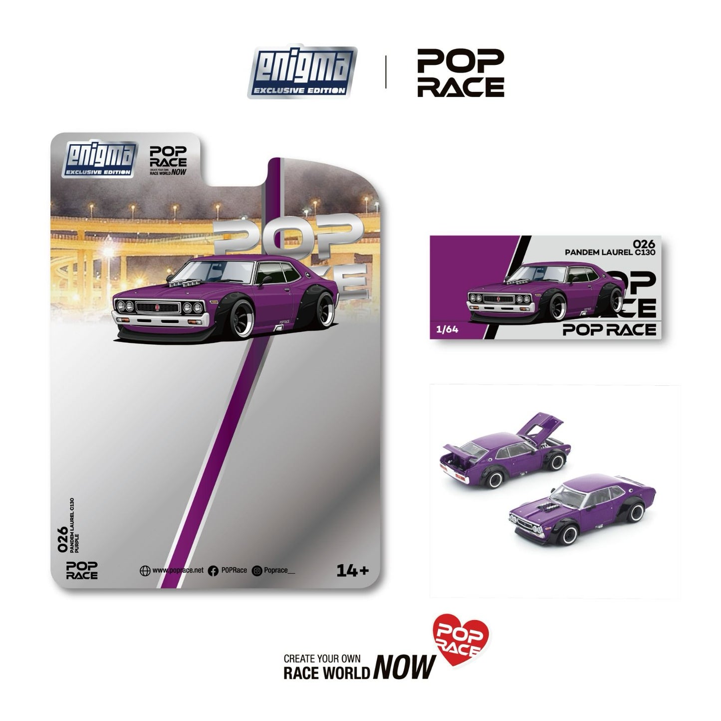 PREORDER POPRACE 1/64 PANDEM LAUREL C130 - PURPLE (enigma exclusive edition) PRE026 (Approx. Release Date: Q2 2026 and subject to the manufacturer's final decision)