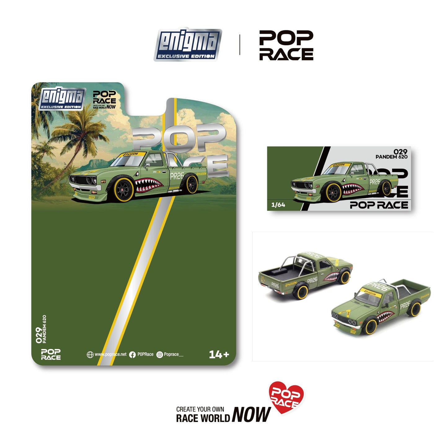 PREORDER POPRACE 1/64 PANDEM 620 - FIGHTER GREEN (enigma exclusive edition) PRE029 (Approx. Release Date: Q3 2026 and subject to the manufacturer's final decision)