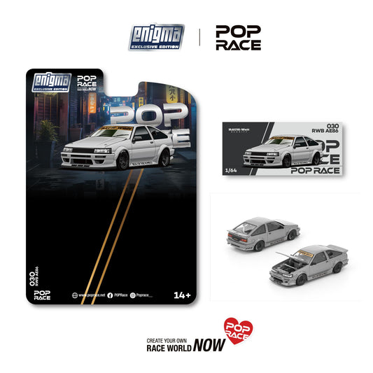PREORDER POPRACE 1/64 RWB AE86 - MATTE GREY (enigma exclusive edition) PRE030 (Approx. Release Date: Q3 2026 and subject to the manufacturer's final decision)