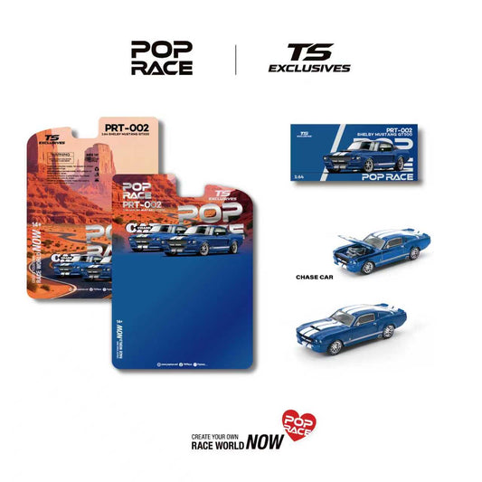 PREORDER POPRACE x TOKYO STATION (TS) Exclusives 1/64 SHELBY MUSTANG GT500 – Blue with White Stripes PRT002 (Approx. Release Date: Q3 2026 and subject to the manufacturer's final decision) **Chase cars are randomly packed**