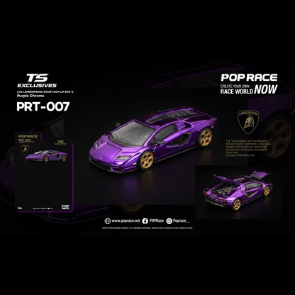 PREORDER POPRACE x TS Exclusives 1/64 LAMBORGHINI COUNTACH LPI 800-4 Purple Chrome PRT007 (Approx. Release Date: Q2 2027 and subject to the manufacturer's final decision) **Chase cars are randomly packed**