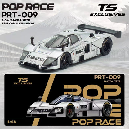 PREORDER POPRACE x TS Exclusives 1/64 MAZDA 787B TEST CAR SILVER CHROME PRT009 (Approx. Release Date: Q2 2027 and subject to the manufacturer's final decision) **Chase cars are randomly packed**