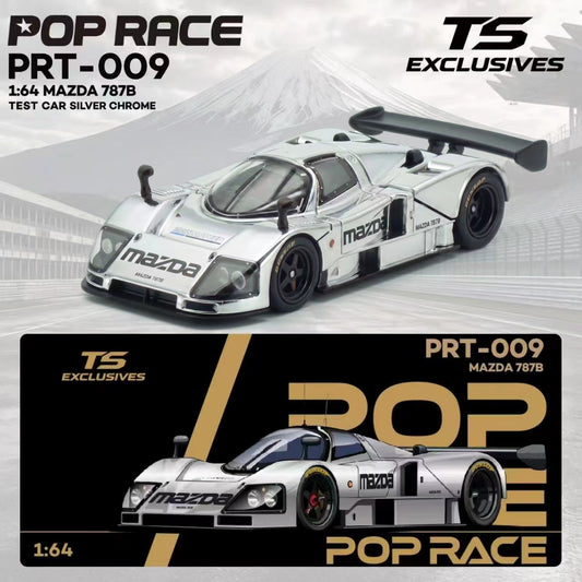 PREORDER POPRACE x TS Exclusives 1/64 MAZDA 787B TEST CAR SILVER CHROME PRT009 (Approx. Release Date: Q2 2027 and subject to the manufacturer's final decision) **Chase cars are randomly packed**